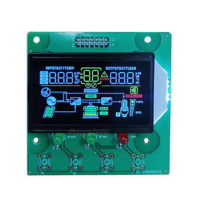 Aangepaste VA Zwart LCD Scherm Kleur Iconen 11 Segment Display Modules met Witte Achtergrondverlichting 59,9 B x 32,5 H mm Zichtbaar Gebied