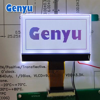 2.42 inch 128x64 Transflectioneel LCD-scherm Wit achtergrondlicht 24PIN FPC-connector